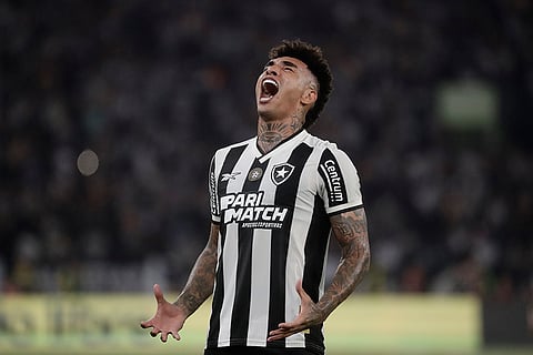 Copa Libertadores, SF 1st Leg: Igor Jesus of Brazil's Botafogo celebrates after scoring his side's fifth goal