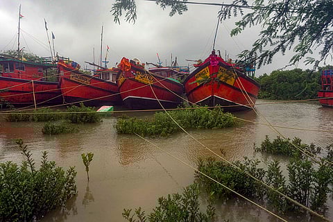 Cyclone ‘Dana’: Fishing trawlers anchored in Bhadrak district