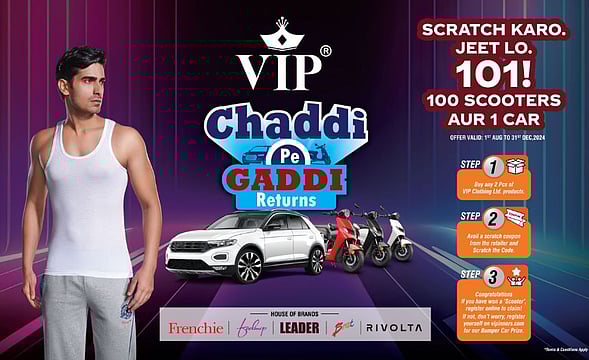 VIP Clothing Ltd. Gives Away 1 Car, 100 Scooters And 1000 Surprise Gifts With The ‘Chaddi Pe Gaddi Returns’ Offer!