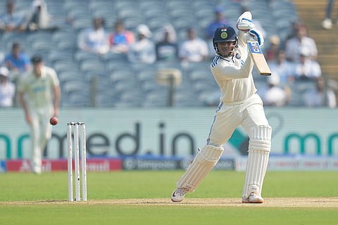 India Vs New Zealand 2nd Test: India's Shubman Gill plays a shot during the day two