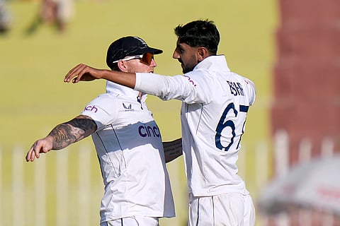 Pakistan vs England 3rd Test: England's Shoaib Bashir celebrates with teammate after taking the wicket of Pakistan's Noman Ali