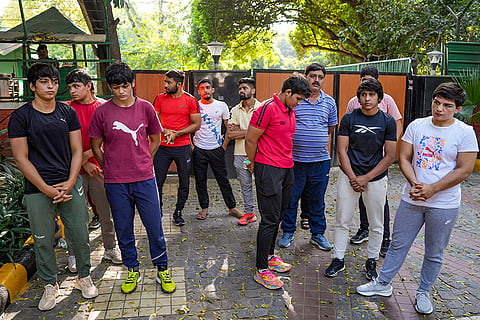 Wrestlers gather to meet Mansukh Mandaviya
