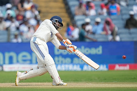 India Vs New Zealand 2nd Test: India's Ravindra Jadeja plays a shot during the day two