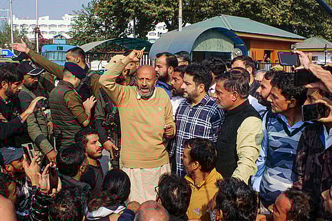 Engineer Rashid protests in Srinagar