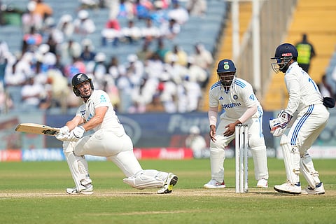 India Vs New Zealand 2nd Test: New Zealand's Will Young plays a shot during the day two