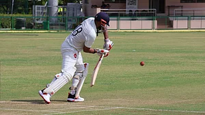 Photo: X | SGVP Surya Sports Academy : Gujarat batter Priyank Panchal.