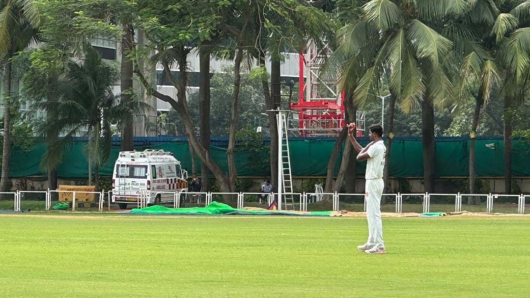 Photo: X | Amol Karhadkar : Maharashtra's bowler Rajneesh Gurbani at his run-up.