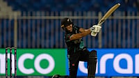 (AP Photo/Altaf Qadri) : New Zealand's Suzie Bates bats during the ICC Women's T20 World Cup 2024 match between Australia and New Zealand at Sharjah Stadium, United Arab Emirates, Tuesday, Oct. 8, 2024. 