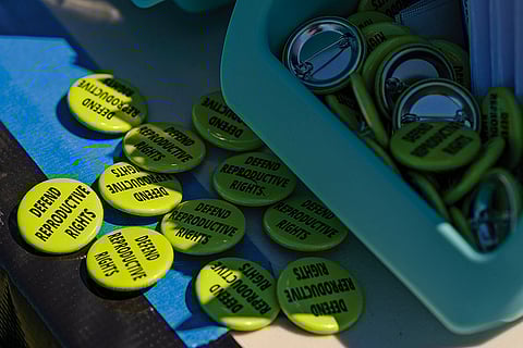 Rights Matter: Buttons were made available to attendees during the Teens 4 Reproductive Rights meeting in Franklin