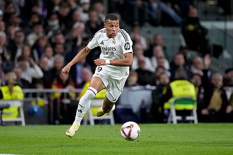 La Liga 2024-25: Real Madrid's Kylian Mbappe controls the ball against  Barcelona