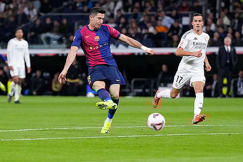 La Liga 2024-25: Barcelona's Robert Lewandowski scores his side's opening goal