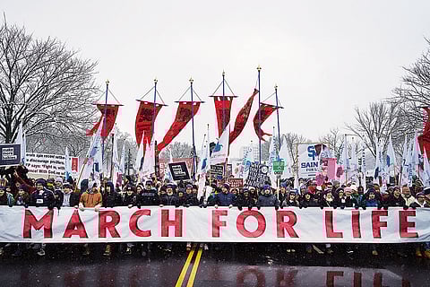 People attend the annual March for Life rally in Washington