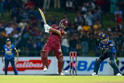 Sri Lanka and West Indies 3rd ODI: West Indies' Even Lewis plays a shot