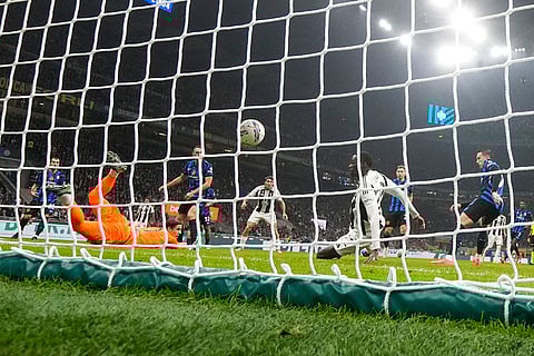 Serie A 2024-25: Juventus' Timothy Weah, center right, scores his side's second goal