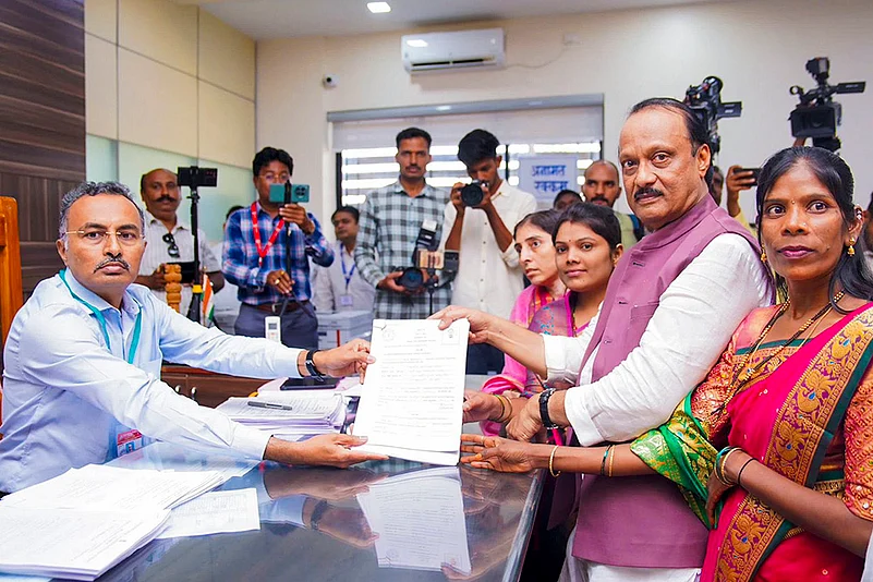 Maharashtra Deputy Chief Minister and NCP head Ajit Pawar files nominations