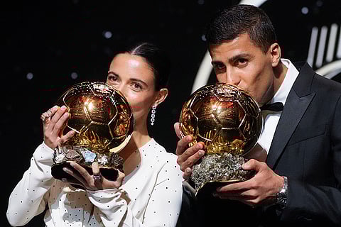 Ballon d' Or Awards: Aitana Bonmati and Rodri kiss their 2024 Ballon d'Or trophies