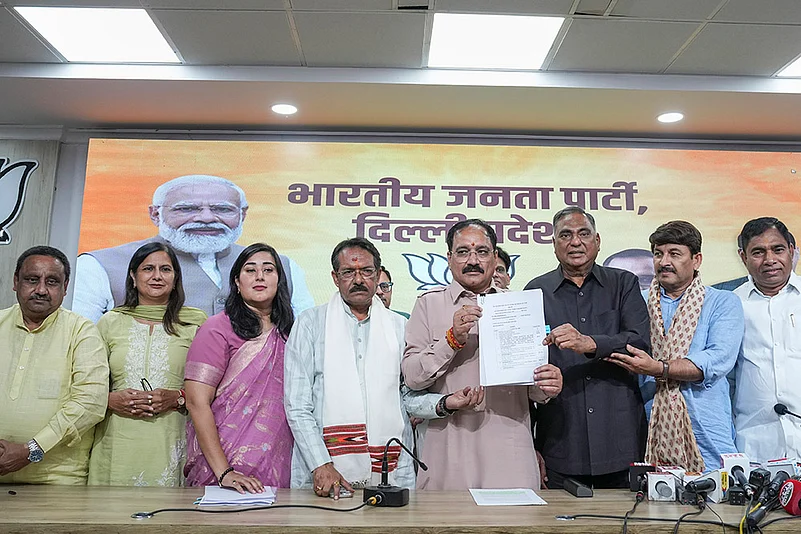 Delhi BJP Bansuri Swaraj, Ramvir Singh Bidhuri, Kamaljeet Sherawat