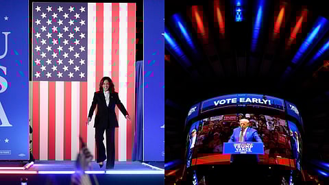 Kamala Harris (L) and Donald Trump (R)