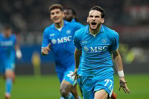 Serie A 2024-25: Napoli's Khvicha Kvaratskhelia celebrates after scoring his side's second goal