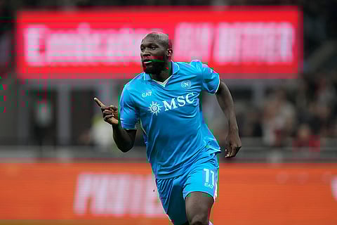 Serie A 2024-25: Napoli's Romelu Lukaku celebrates after scoring his side's opening goal