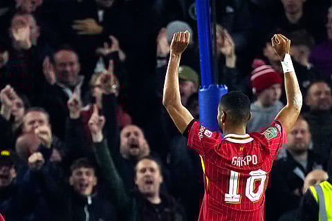 EFL Cup Quarter-Finals: Liverpool's Cody Gakpo celebrates after scoring his second goal