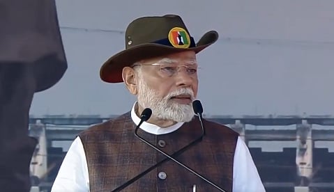 X/PTI : PM Narendra Modi in Gujarat on Thursday