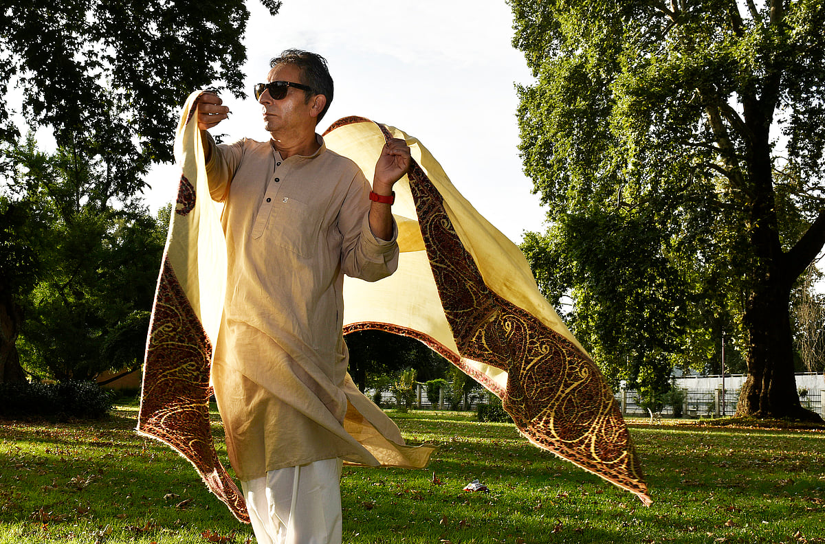 Zulfiqar Ali wearing an antique Kashmiri shawl