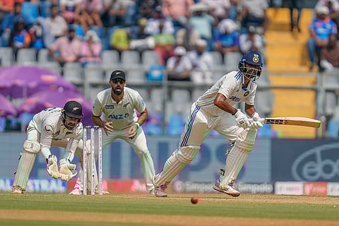 India vs New Zealand 3rd Test: India's Washington Sundar plays a shot during the second day