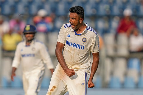 India vs New Zealand 3rd Test: India's Ravichandran Ashwin celebrates the dismissal of New Zealand's Glenn Phillips