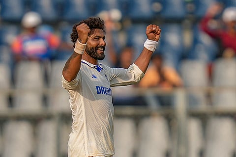 India vs New Zealand 3rd Test: India's Ravindra Jadeja celebrates the dismissal of New Zealand's Ish Sodhi