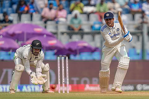 India vs New Zealand 3rd Test: India's Shubman Gill plays a shot during the second day