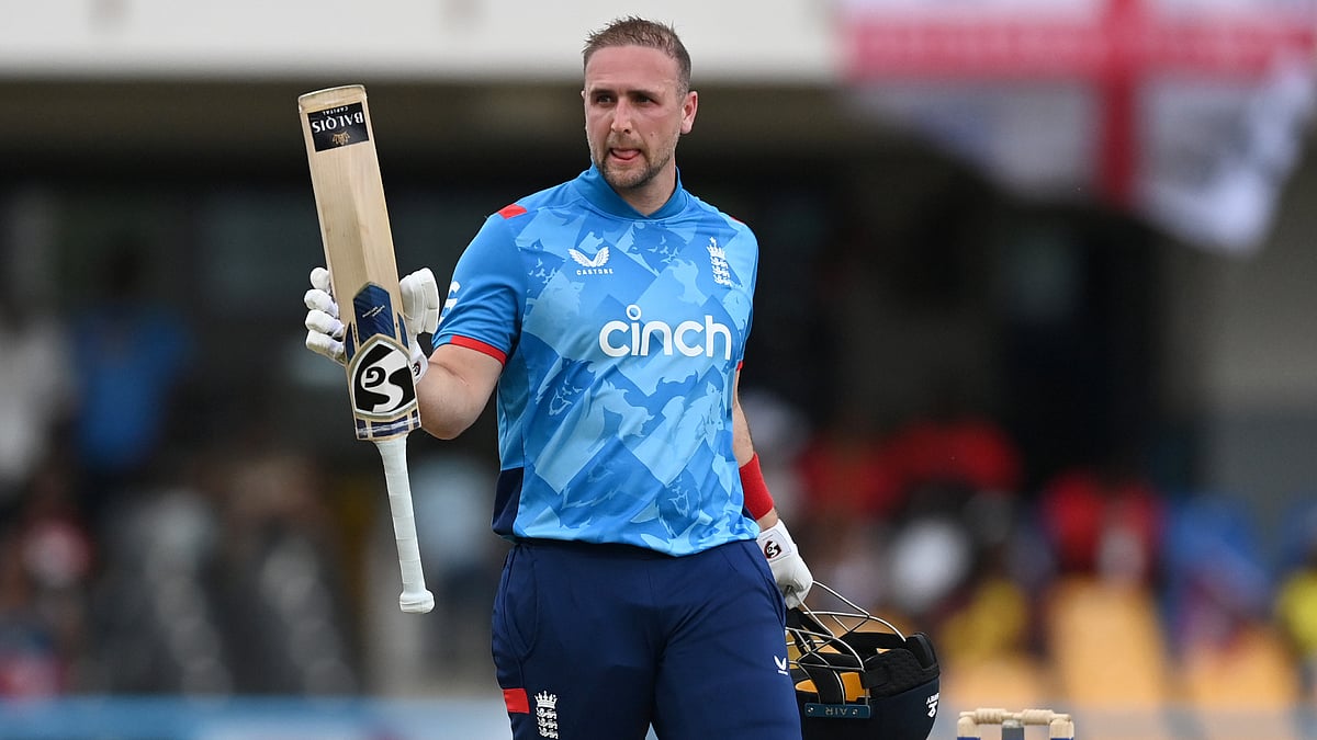 Liam Livingstone celebrates his ton against West Indies - null