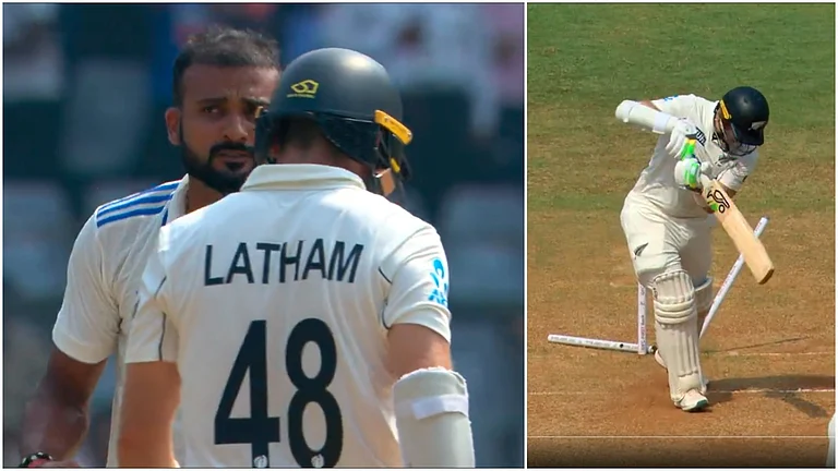 Akash Deep cleans up Tom Latham. - X/JioCinema