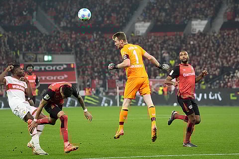 Bundesliga soccer 2024-25: Leverkusen's goalkeeper Lukas Hradecky in action