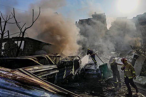 Smoke rises from the site of an Israeli airstrike