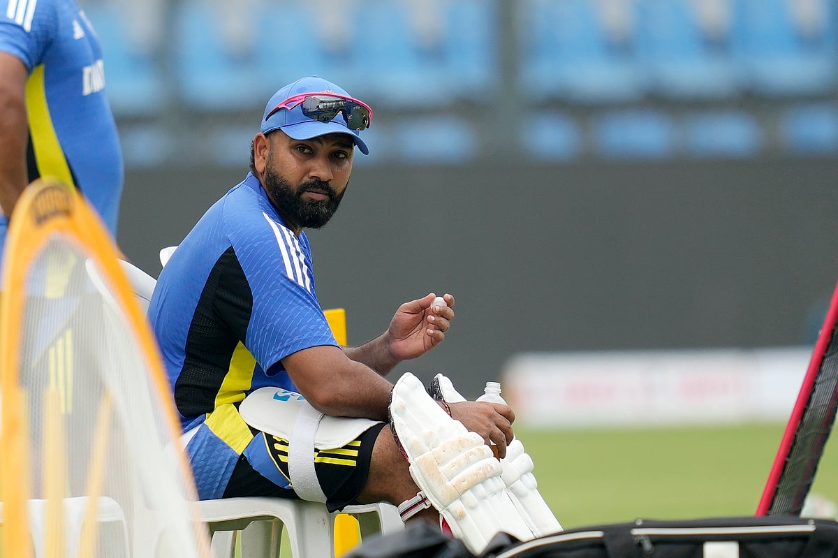India's captain Rohit Sharma attends practice session before third test match against New Zealand in Mumbai, India, Thursday, Oct. 31, 2024.
 - (AP Photo/Rajanish Kakade)