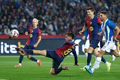 La Liga 2024-25: Barcelona's Pedri, centre, in action against Espanyol