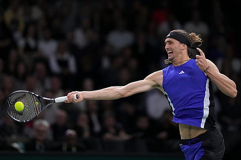 Paris Masters Tennis: Germany's Alexander Zverev returns to France's Ugo Humbert