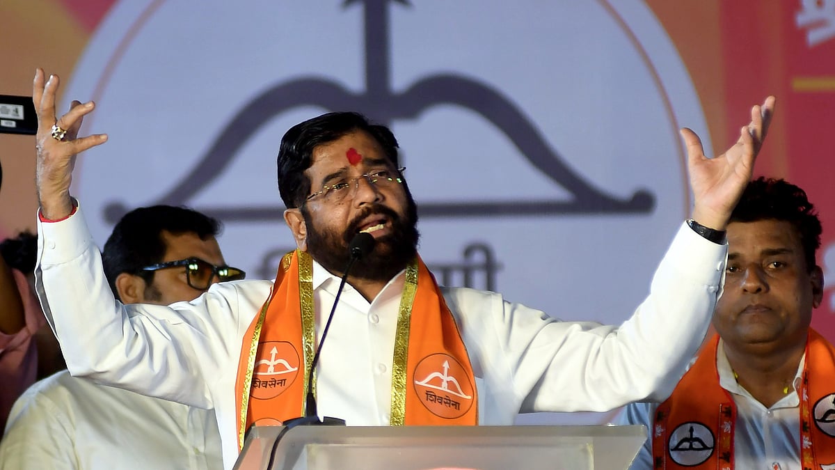 PTI : Maharashtra Chief Minister Eknath Shinde addresses a public meeting ahead of the State Assembly elections, in Mumbai, Sunday, Nov. 3, 2024.