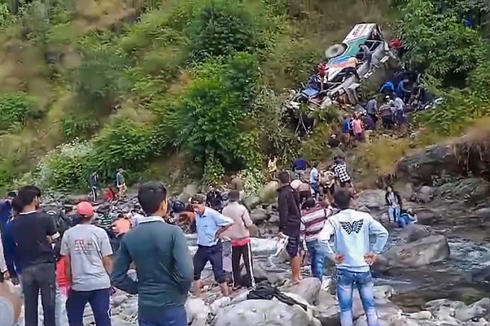 | Photo: PTI : Almora bus accident: Rescue work underway