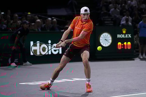 Paris Masters Tennis: France's Ugo Humbert returns to Germany's Alexander Zverev