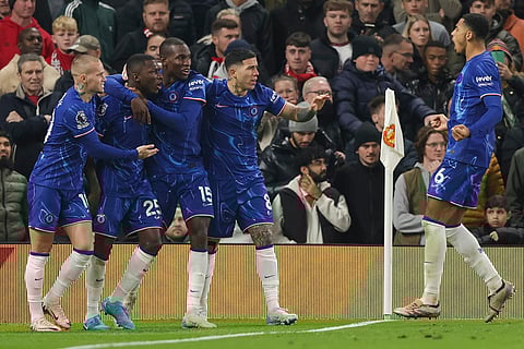 EPL 2024-25: Chelsea's Moises Caicedo, second left, celebrates with teammates after scoring a goal