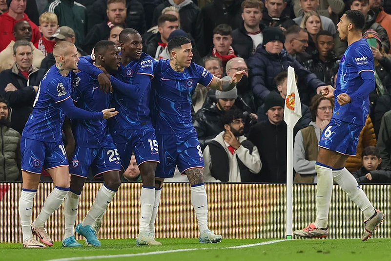 Britain Soccer Premier League 2024-25 Manchester United vs Chelsea football gallery_Moises Caicedo