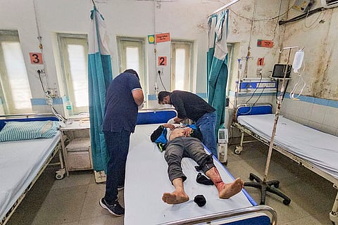 Almora bus accident: An injured being treated at a hospital