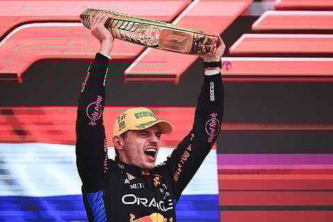 Brazilian Grand Prix 2024: Red Bull driver Max Verstappen celebrates his first place in the Brazilian Formula One Grand Prix