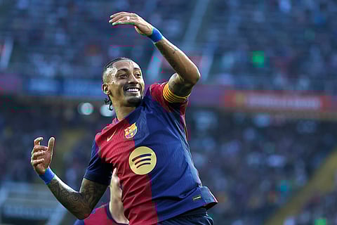 La Liga 2024-25: Barcelona's Raphinha celebrates after scoring his side's second goal