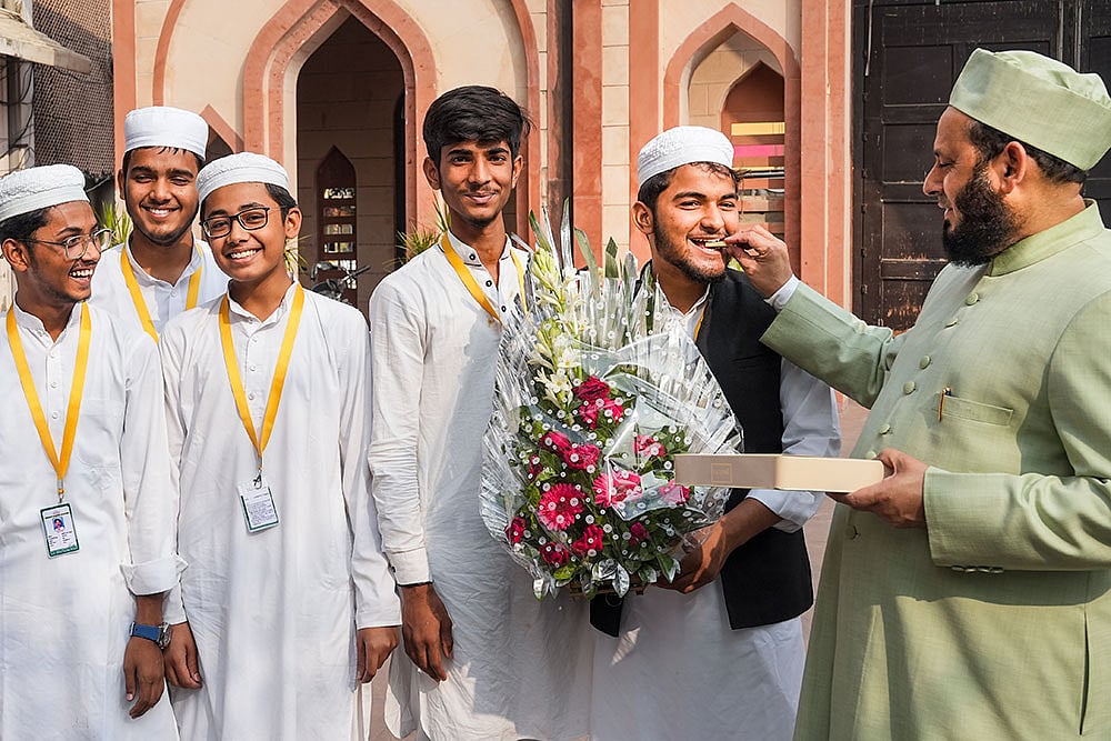 | Photo: PTI/Nand Kumar : Madarsa students in Eidgah Lucknow