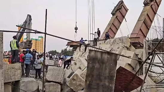 PTI : Structure collapses near construction site in Gujarat's Vasad 