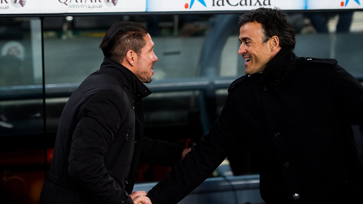 Luis Enrique and Diego Simeone pictured when the former coached Barcelona