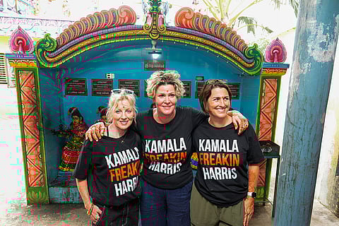 Supporters at Kamala Harris' village